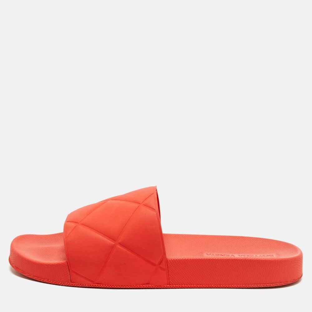 Bottega Veneta Size 46 Red Quilted Rubber Pool Slide